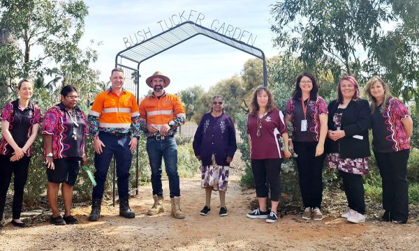 SA Water workers and First Nations people at the opening of the Bush Tucker Garden, part of the Pirku-Itya program, which supports community-led projects that promote reconciliation and environmental stewardship aligned with SA Water’s vision for sustainable, healthy water services in South Australia.